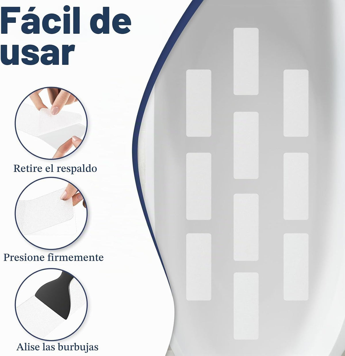 Gecork XXL - Calcomanías antideslizantes para bañera con adhesivo f...