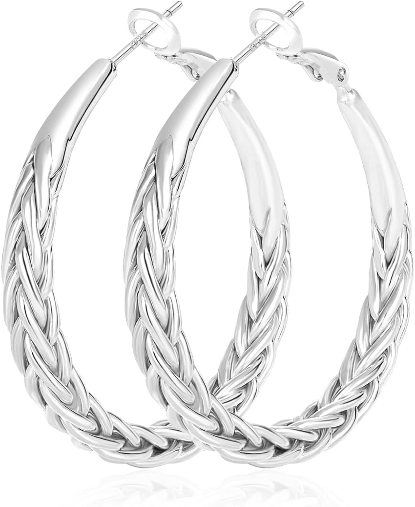 JEMARA Pendientes de Aro de Plata para Mujer a la Moda Hipoalergéni...