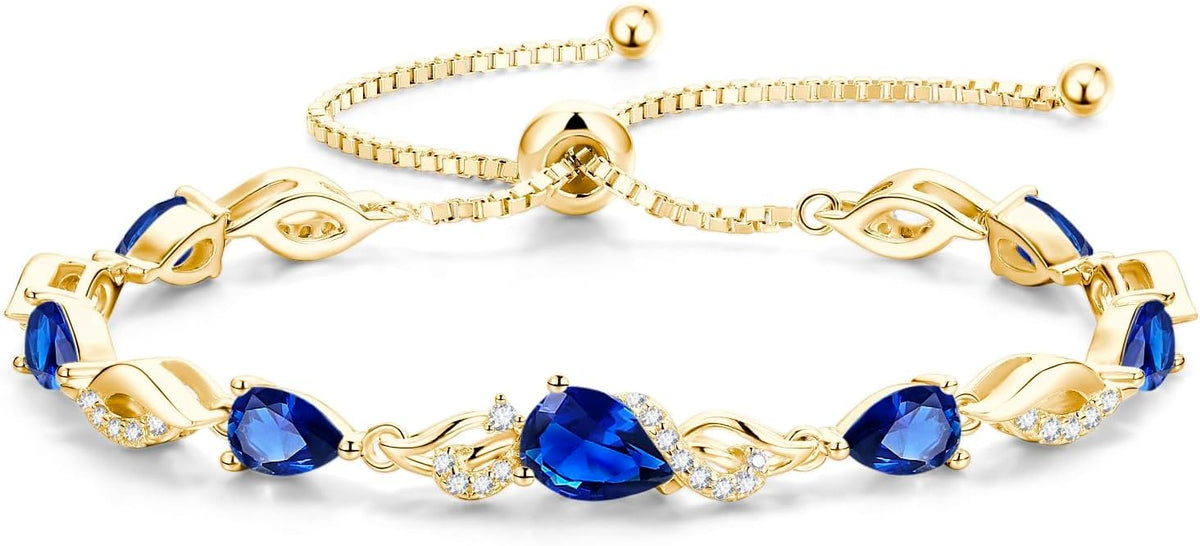 FANCIME Pulsera de tenis ajustable con piedra natal para mujer | Di...
