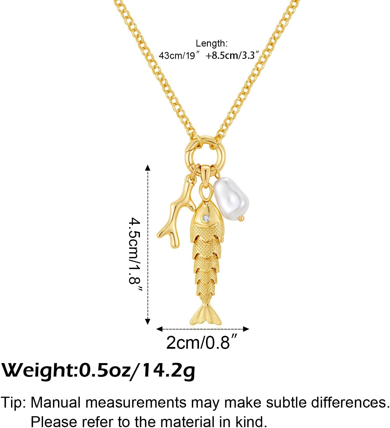 FILMOON Collar de pez para mujer, chapado en oro, colgante de pez,...