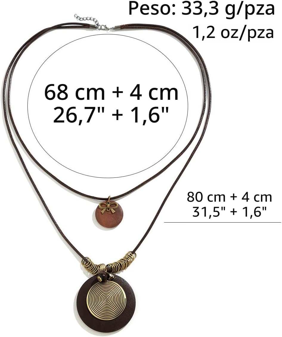 GIGB PBDK Collares largos bohemios para mujer, cordón de cuero apil...