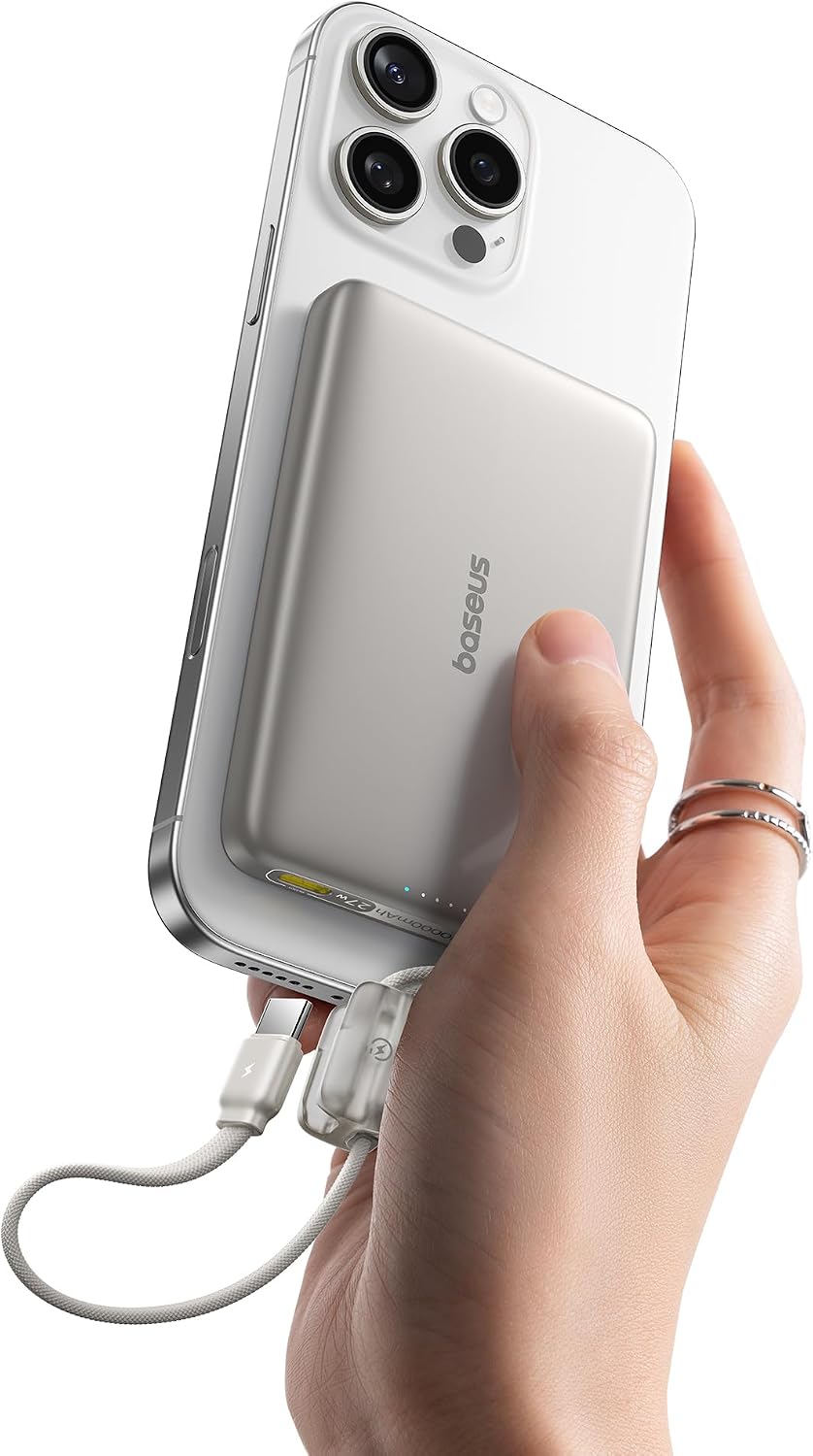 Baseus Picogo Qi2 - Cargador portátil Magsafe de 15 W, cargador por...