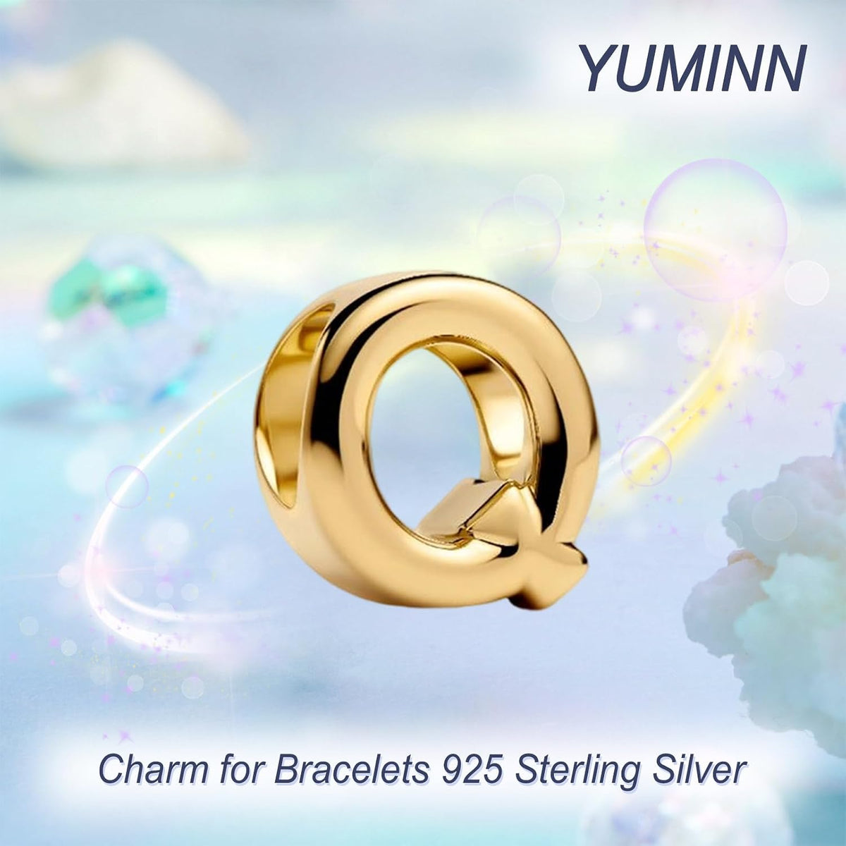 YUMINN Dijes dorados de la A a la Z para pulseras de plata esterlin...