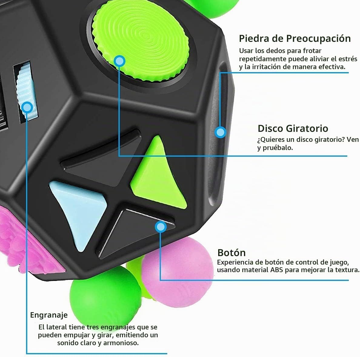 Juguetes de Cubo de 12 Lados, Cubo de Juguetes Fidget Alivia el Est...