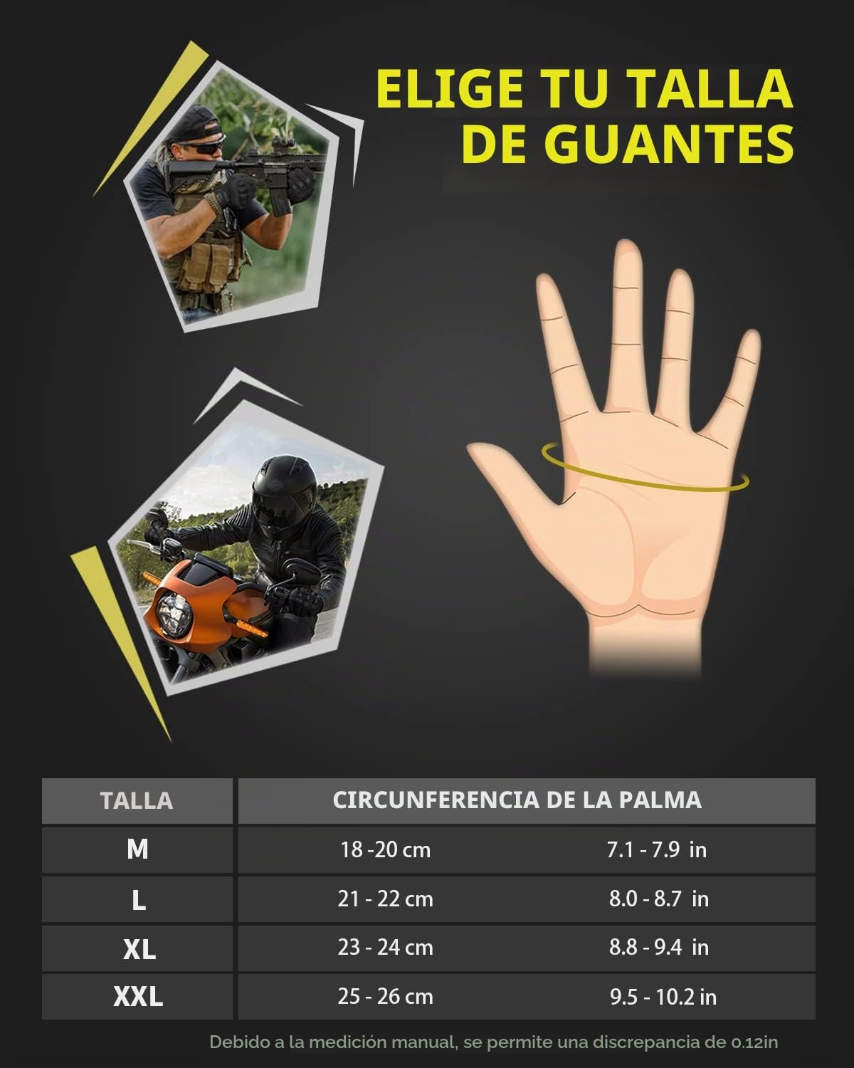 Liovoras Guantes tácticos para hombres, guantes de tiro y motocicle...
