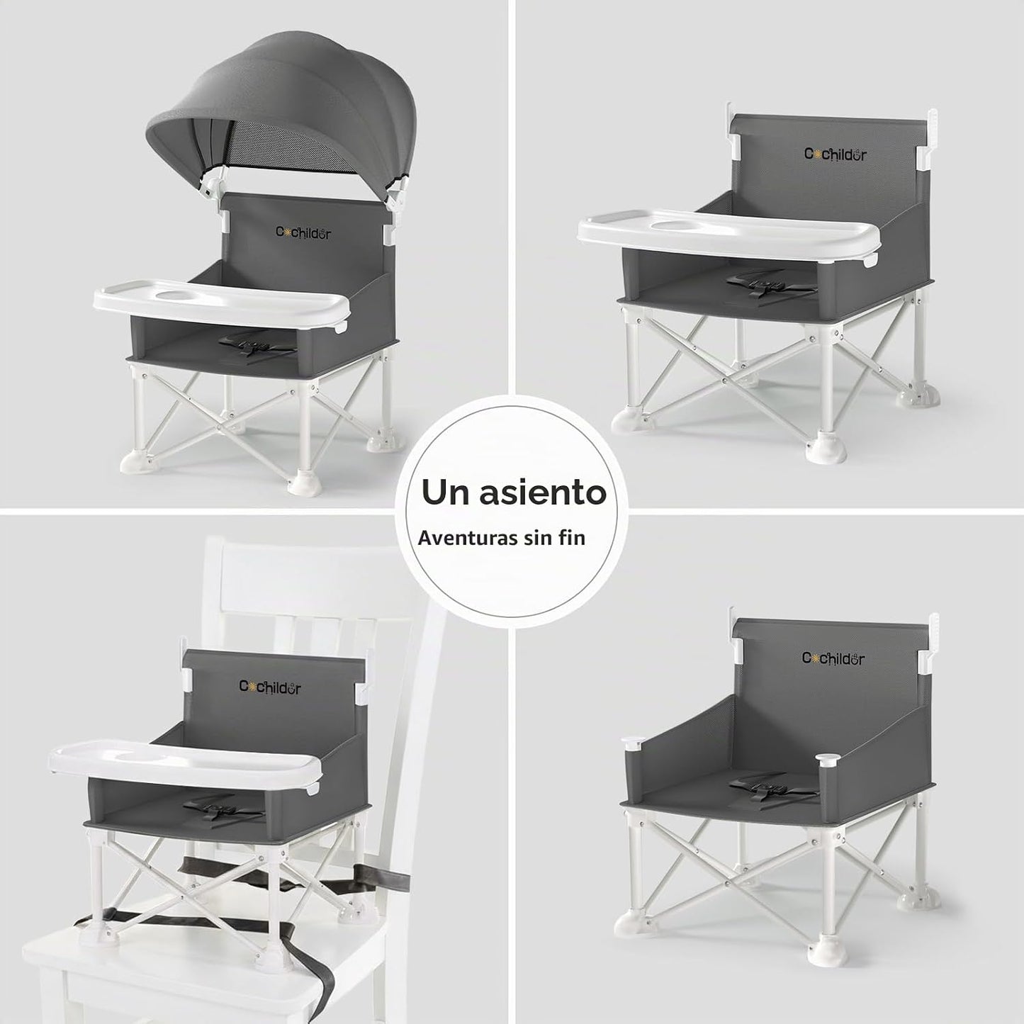 Cochildor - Silla de bebé portátil 4 en 1, asiento elevador plegabl...