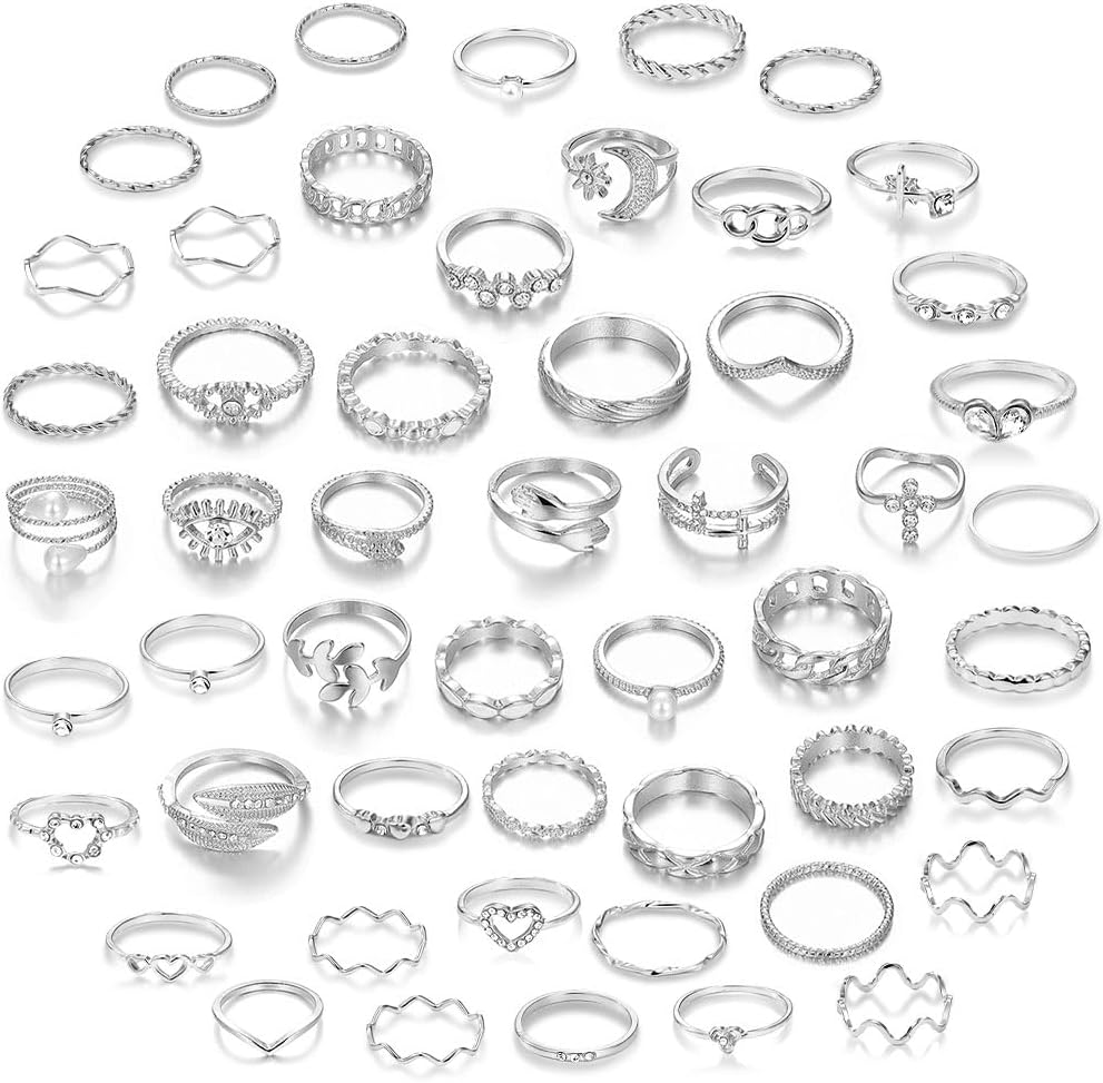 CHICUTIE Juego de anillos dorados para nudillos para mujeres, apila...
