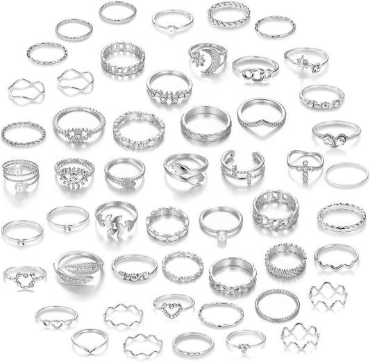 CHICUTIE Juego de anillos dorados para nudillos para mujeres, apila...