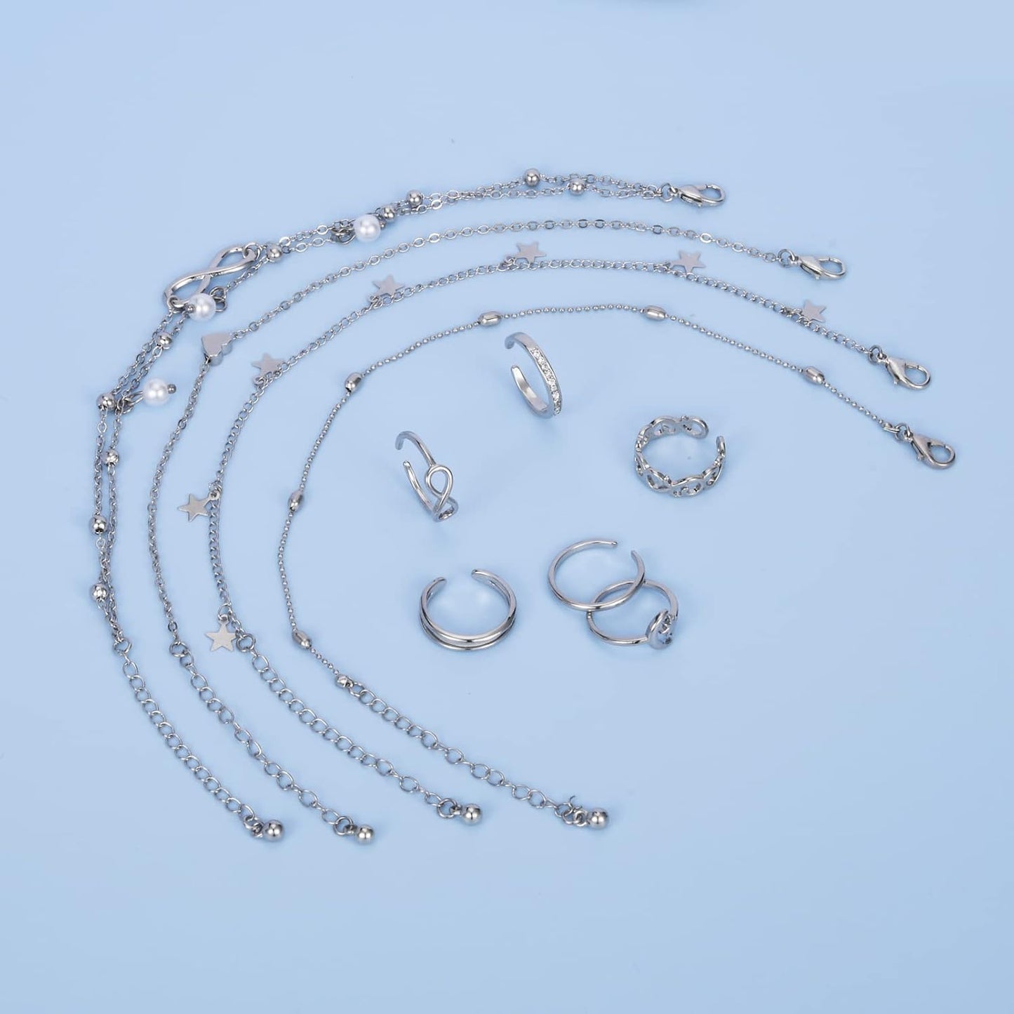 JFORYOU - Anillos para dedos del pie para mujer, anillos ajustables...