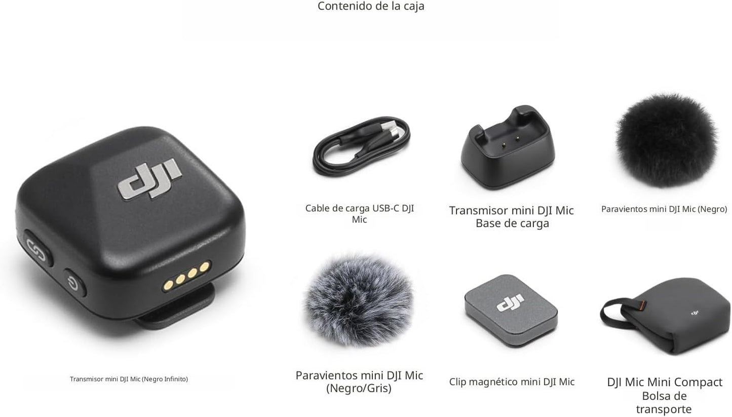 DJI Mic Mini Transmisor (Negro Infinito), Ultraligero, Micrófono La...