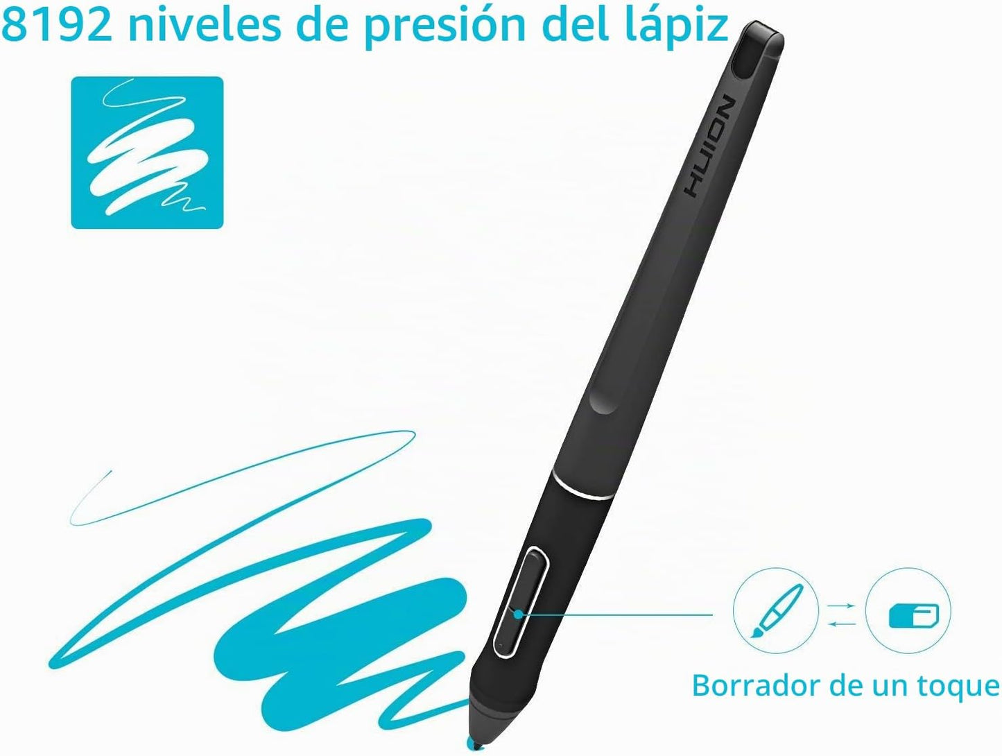 HUION Lápiz óptico sin batería PW507 | Bolígrafo digital de repuest...