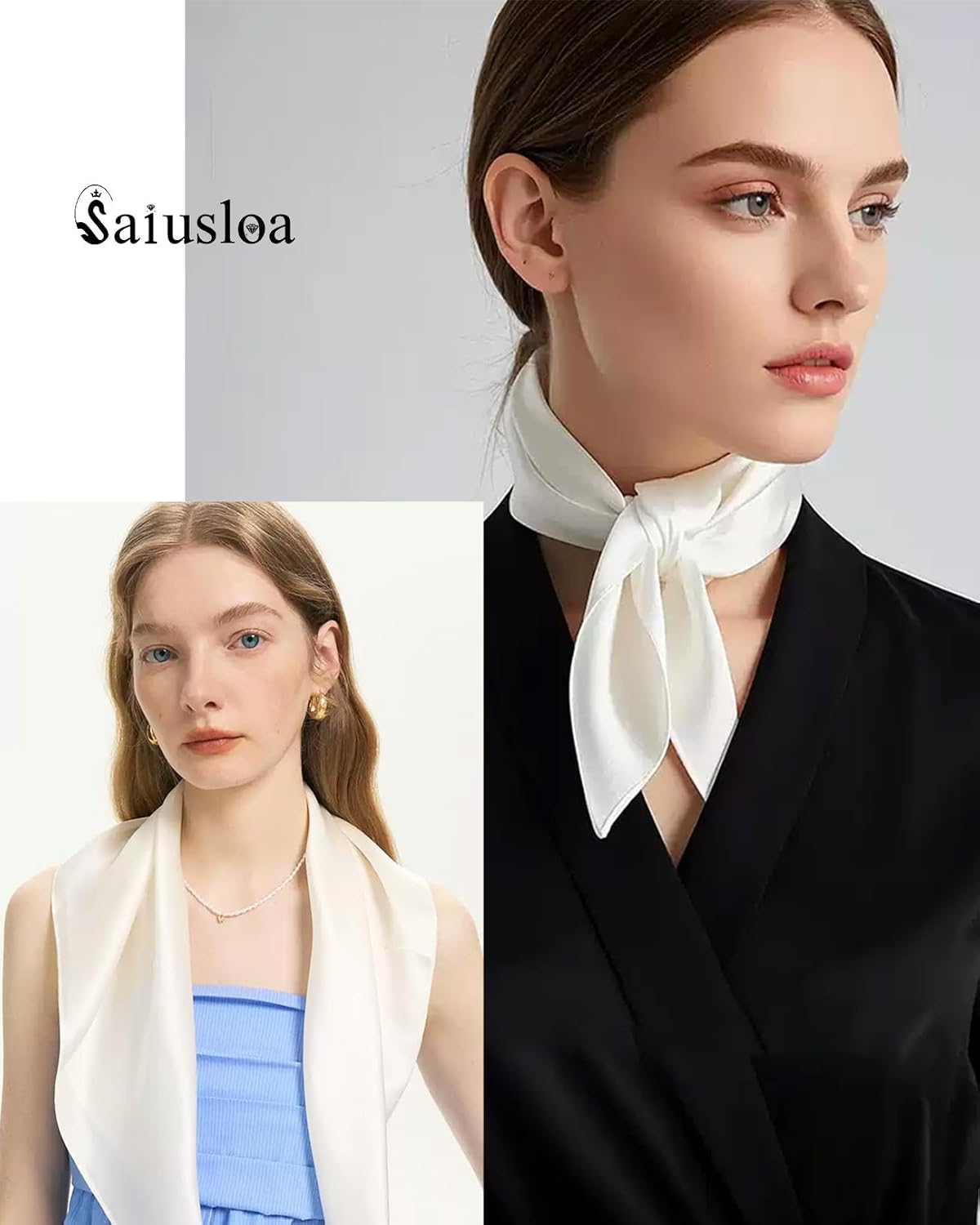 Saiusloa Bufanda de cuello de color sólido para mujer, bufanda cuad...