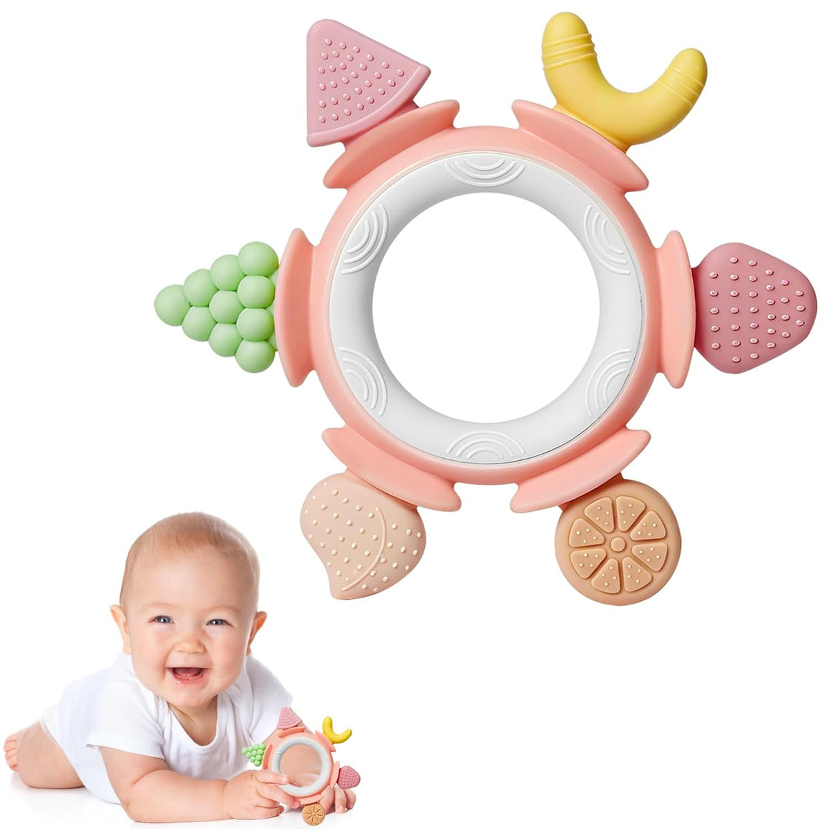 Hooku Mordedores de silicona para bebés de 6 a 12 meses, juguetes d...