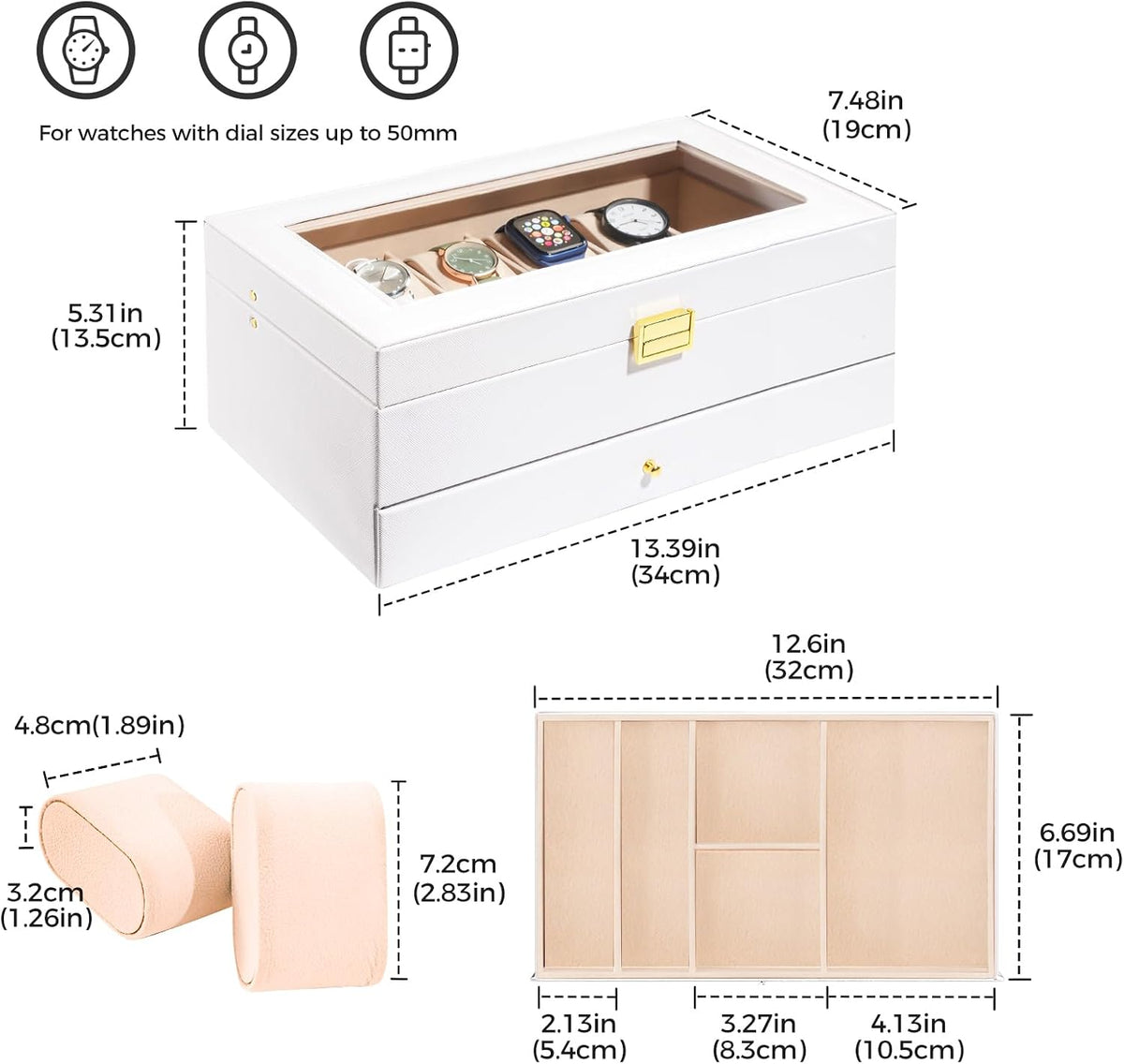 ProCase Caja de reloj, caja de reloj para hombres con 12 ranuras y...