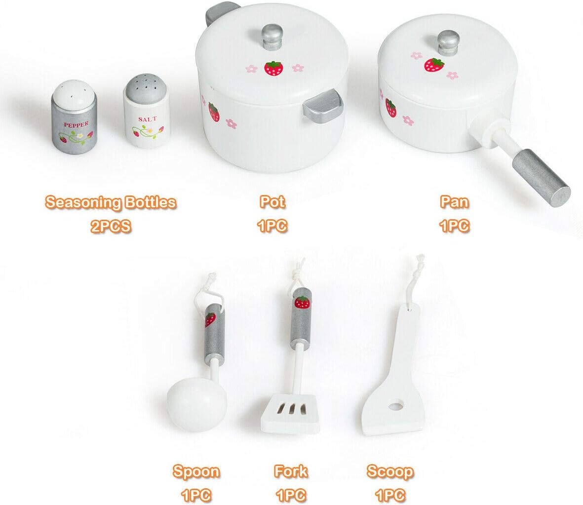Costzon Juego de cocina de madera para niños, juego de simulación d...