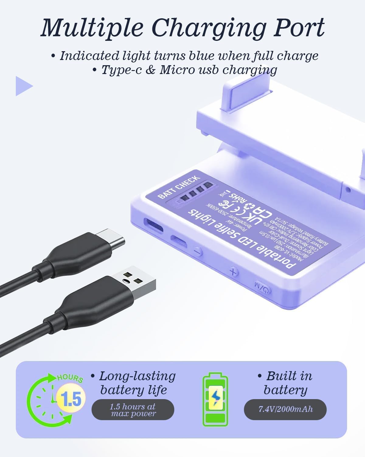 60 luces LED portátiles para selfies, iluminación de videoconferenc...