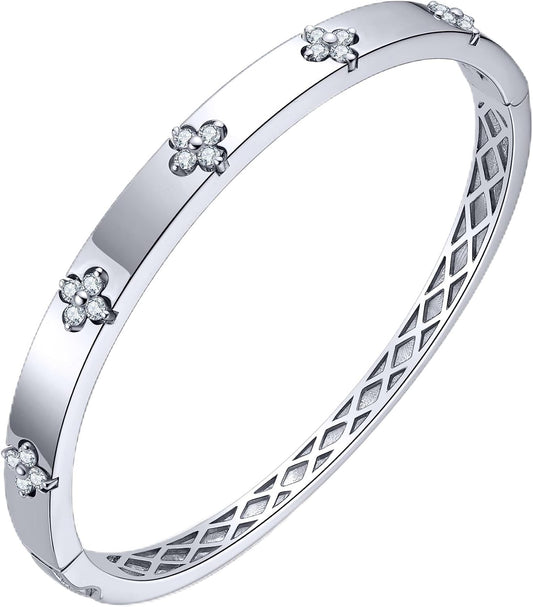 TIMELESSTAR Pulseras de trébol para mujer, hipoalergénicas, moissan...