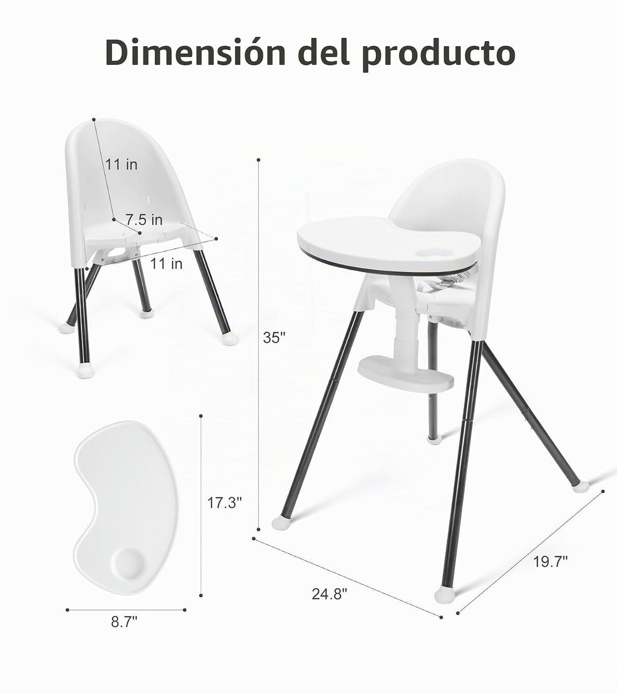 Mallify Silla alta plegable, silla alta portátil para bebé que ahor...
