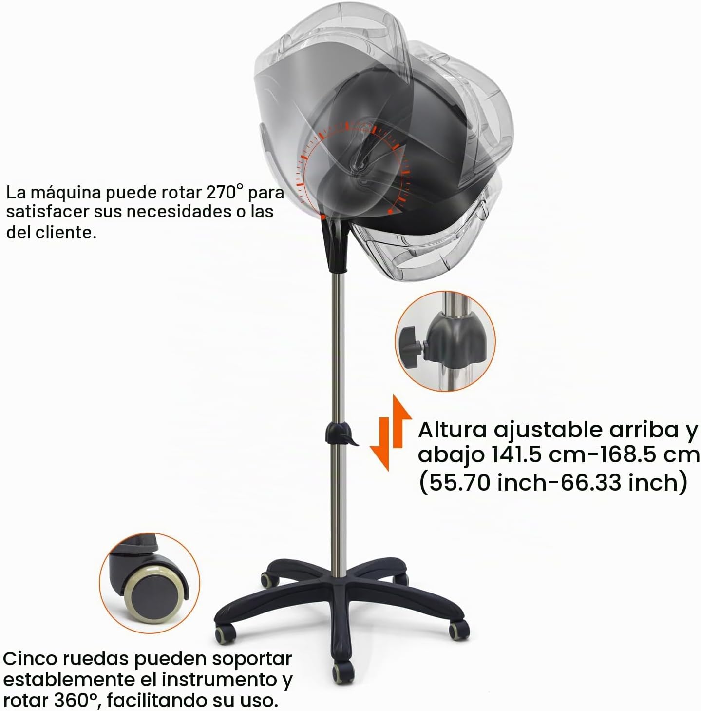 Elitzia Ionic ET1717B - Secador de pelo profesional con capucha de...