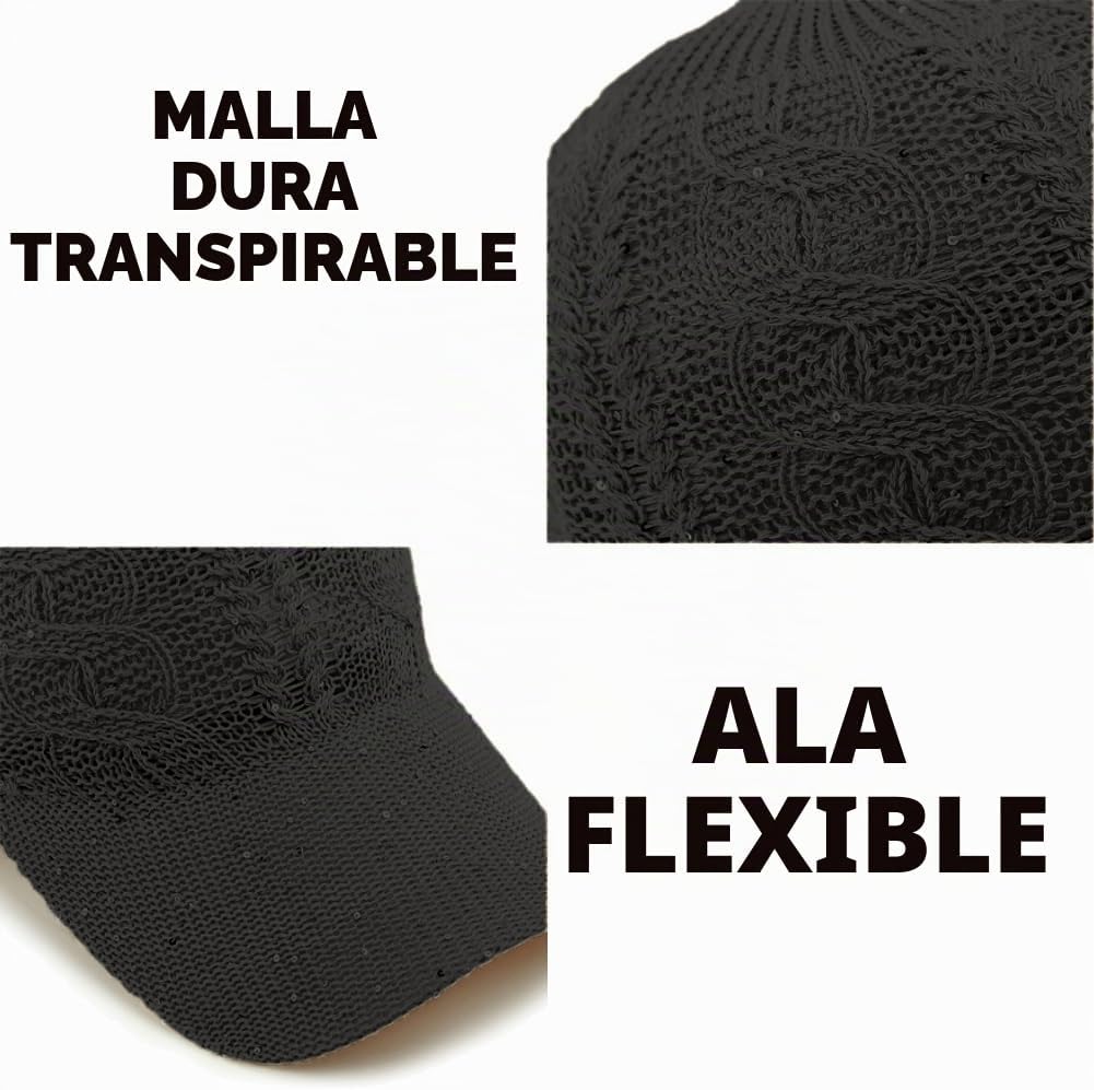 Gorra de béisbol de malla con purpurina para mujer, transpirable, a...