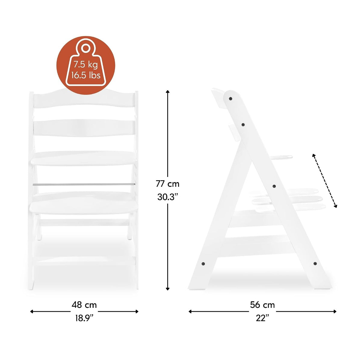 hauck Alpha+ Grow Along - Silla alta ajustable de madera, madera de...