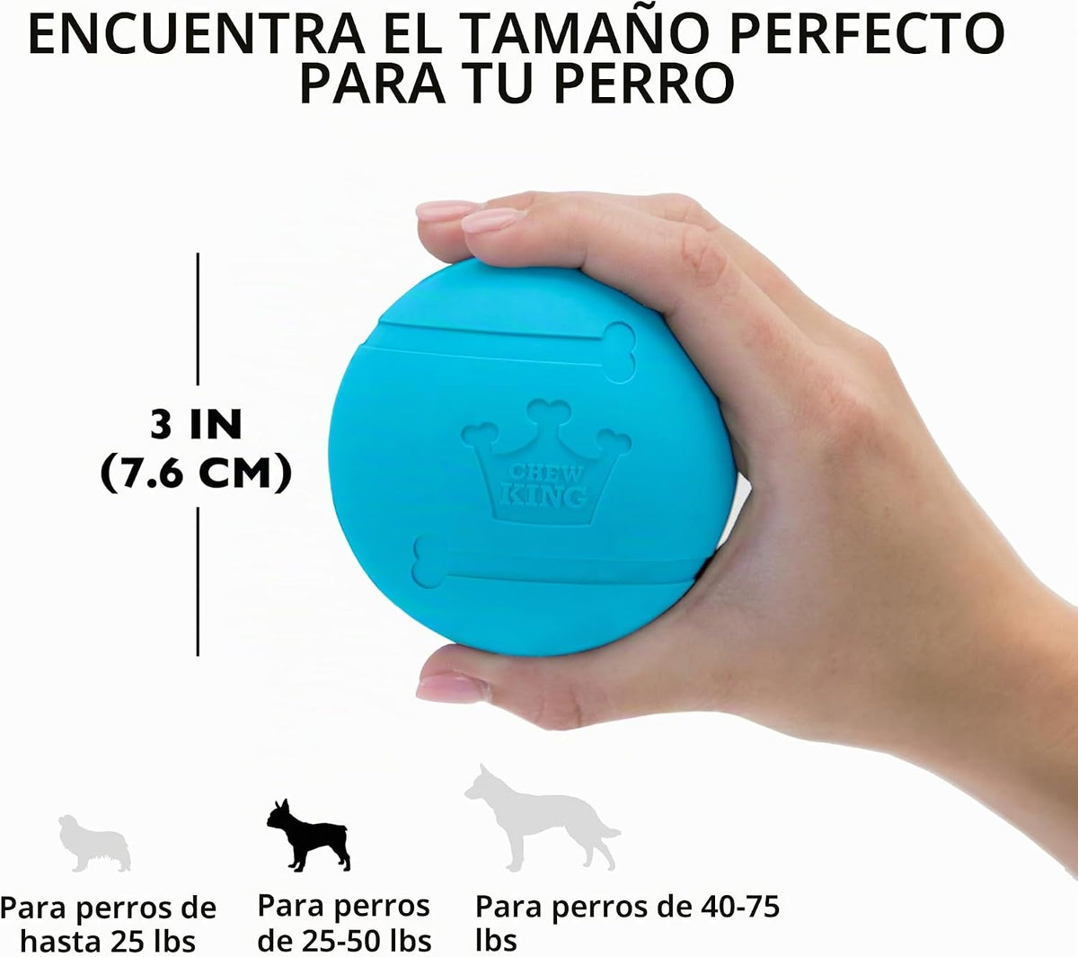 Chew King - Pelotas para lanzar y buscar, juguete de goma natural e...