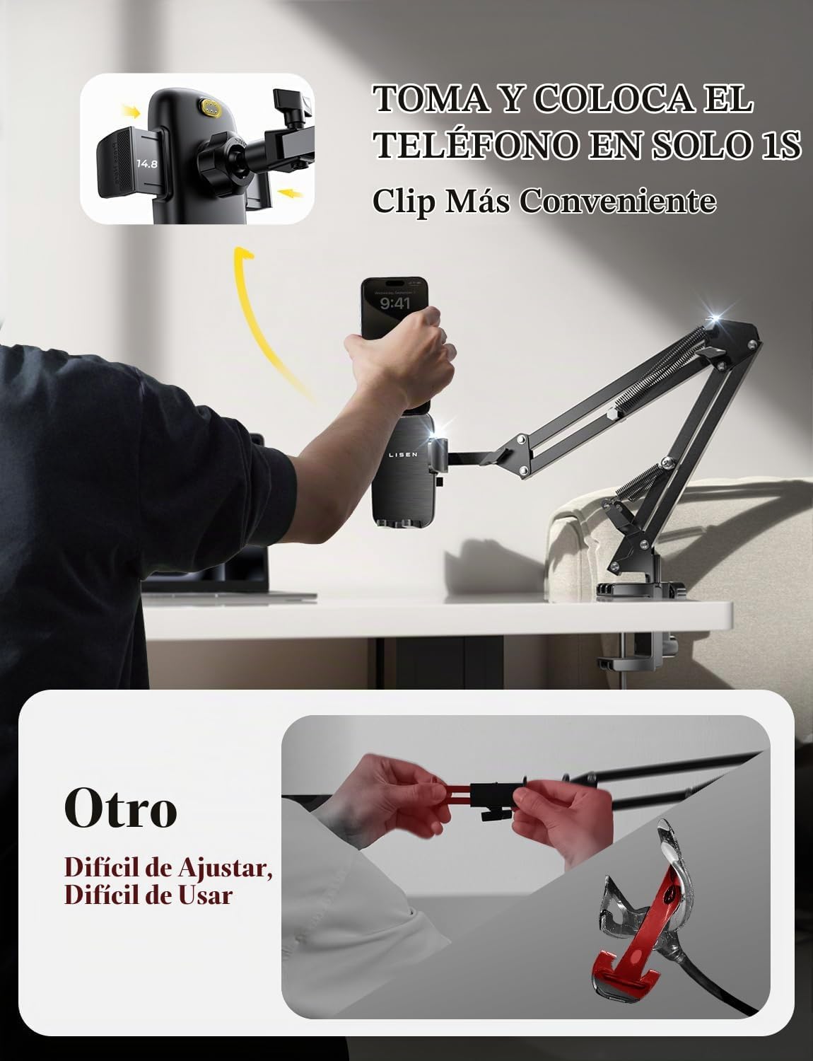 LISEN - Soporte para teléfono celular para escritorio de cama, sopo...