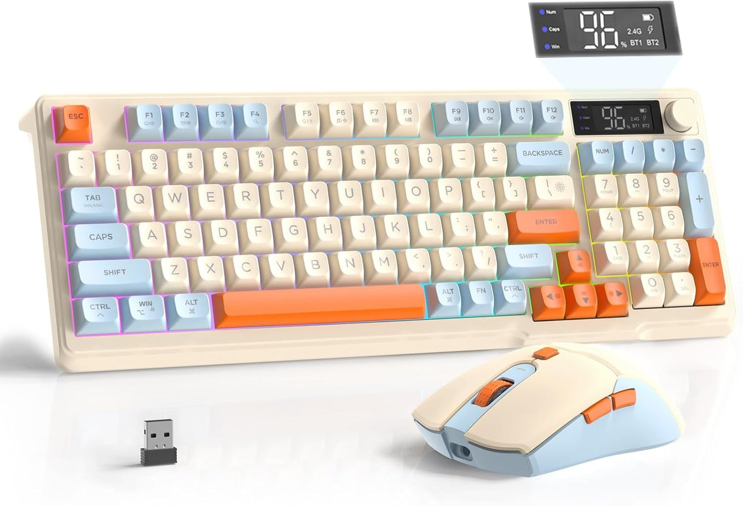 FREEWOLF T96 - Peine de teclado y mouse inalámbricos para juegos, i...