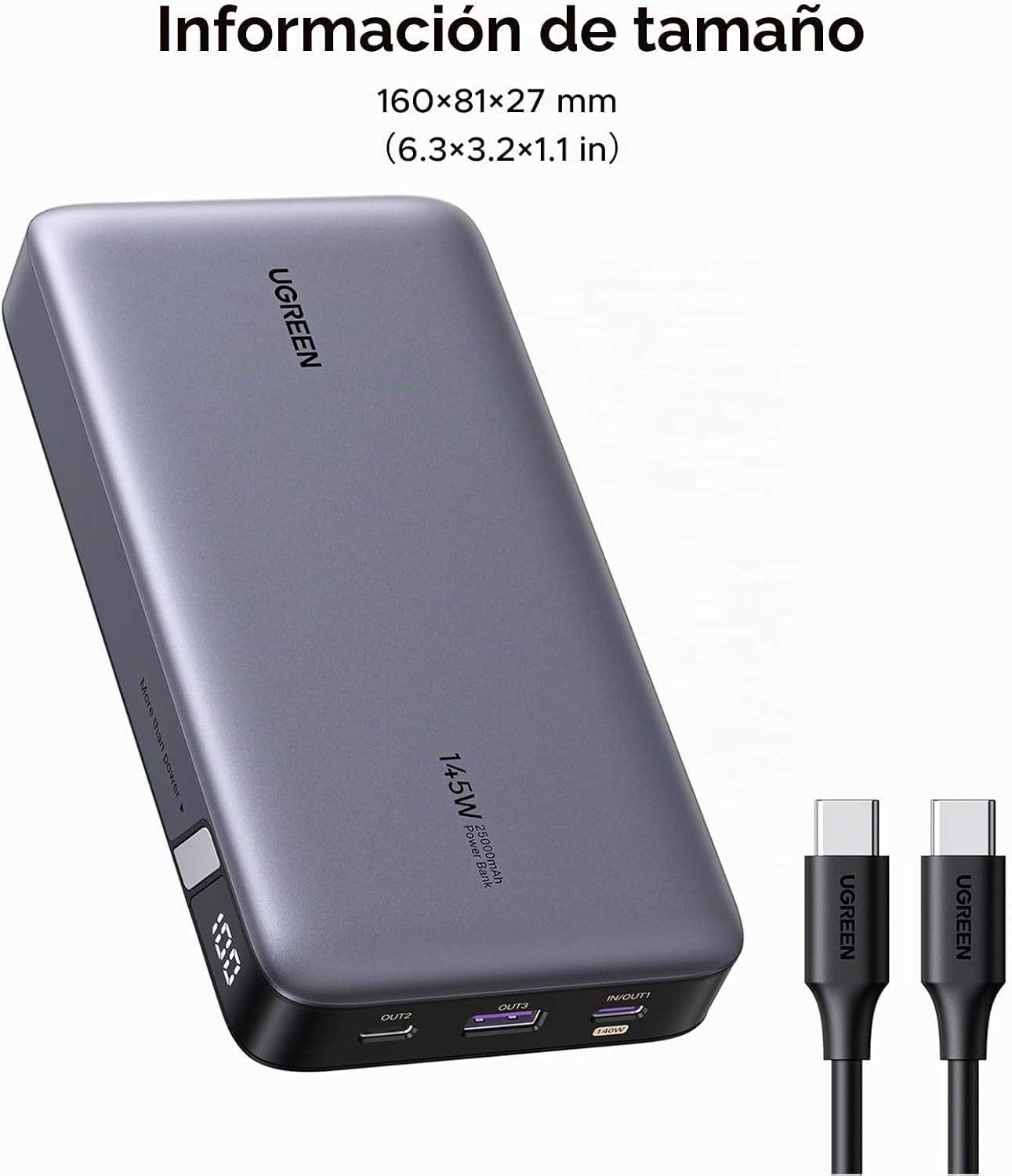 UGREEN Power Bank - Cargador portátil para portátil de 25,000 mAh y...