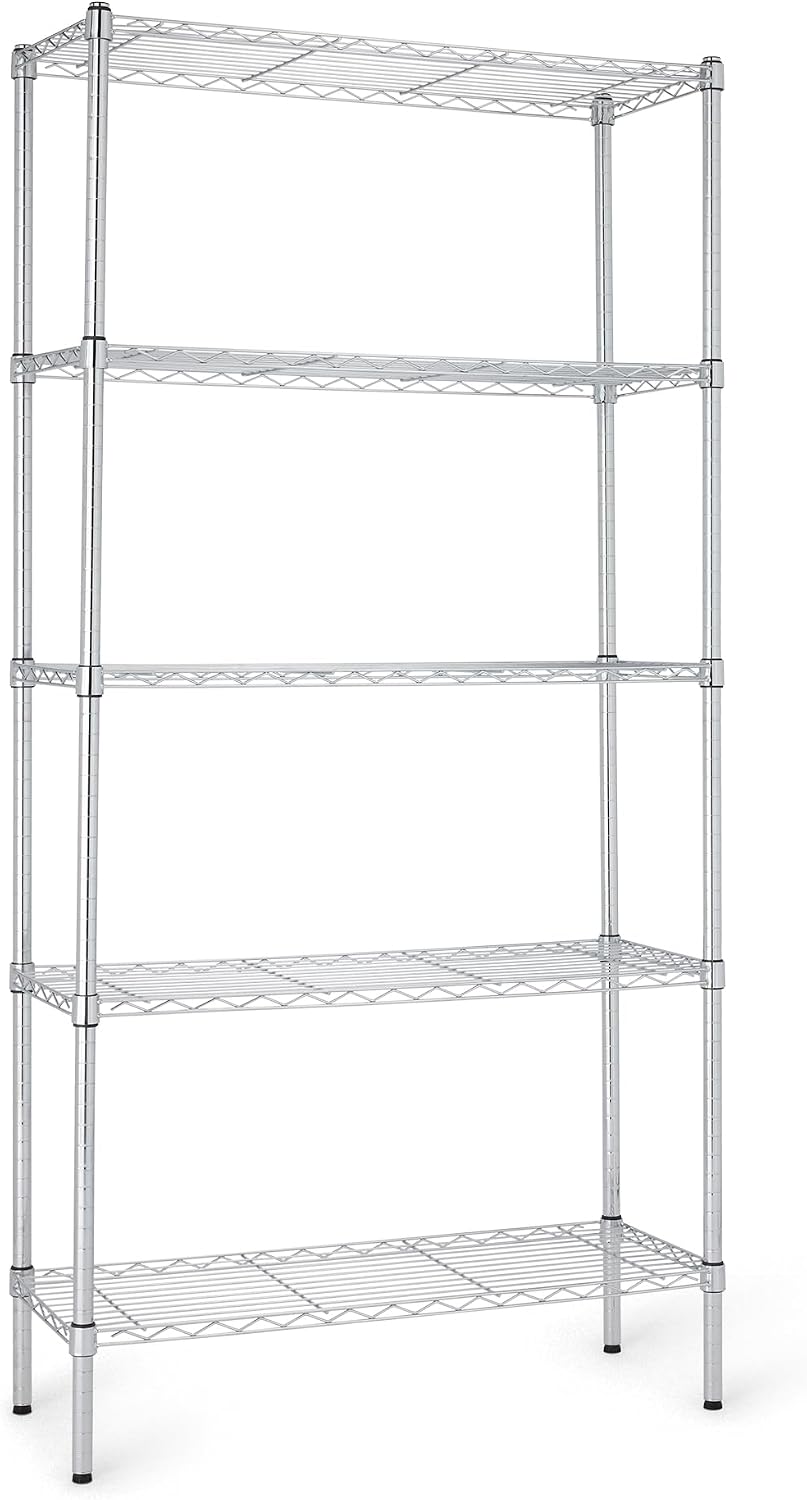 Amazon Basics Estantería - 5 estantes - color cromo