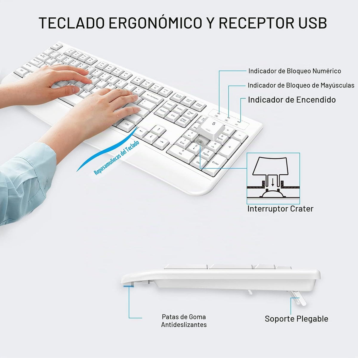 QUASIO Combo de teclado inalámbrico y ratón, compatible con Windows...