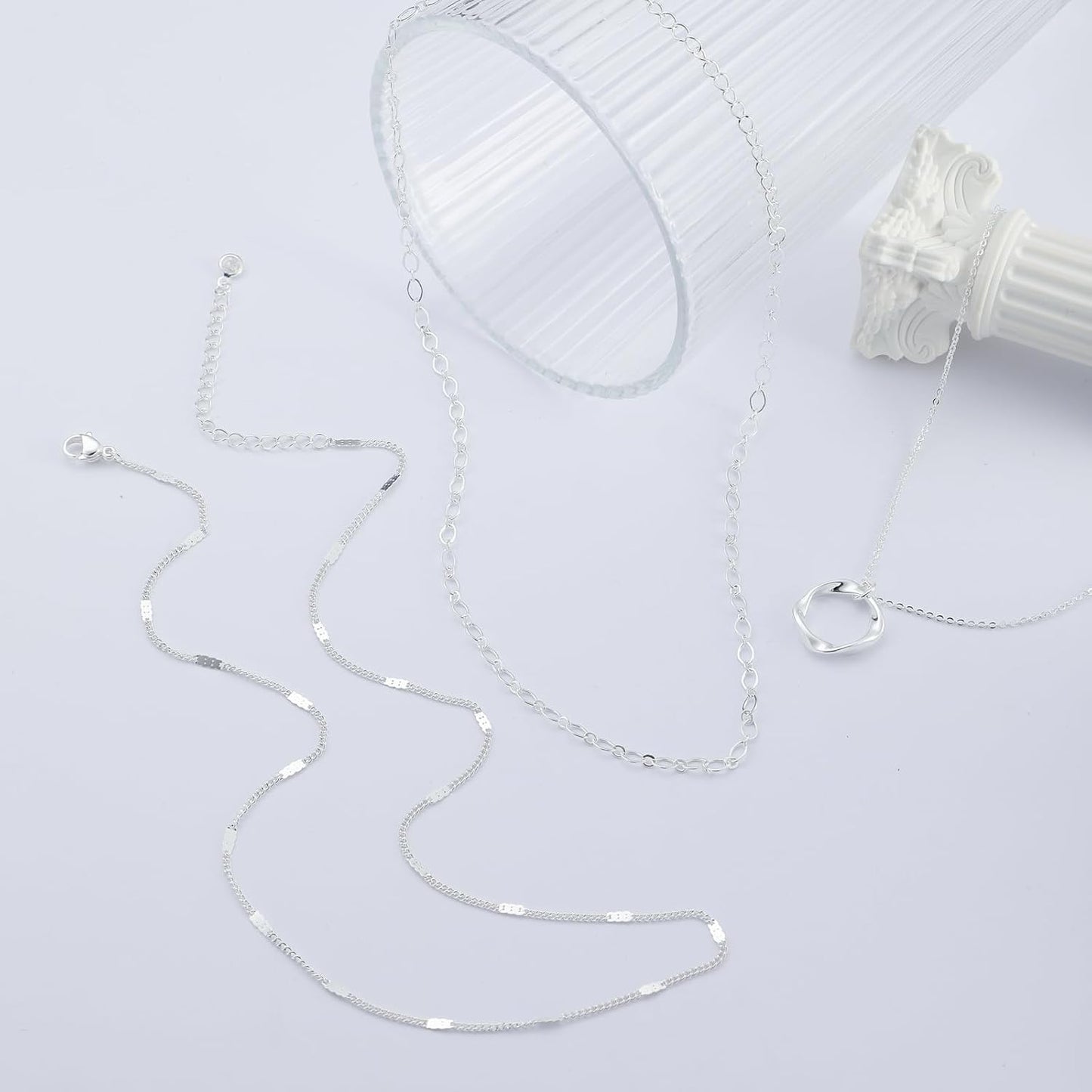 Cuzmly - Collares en capas de plata para mujer, conjunto de collare...