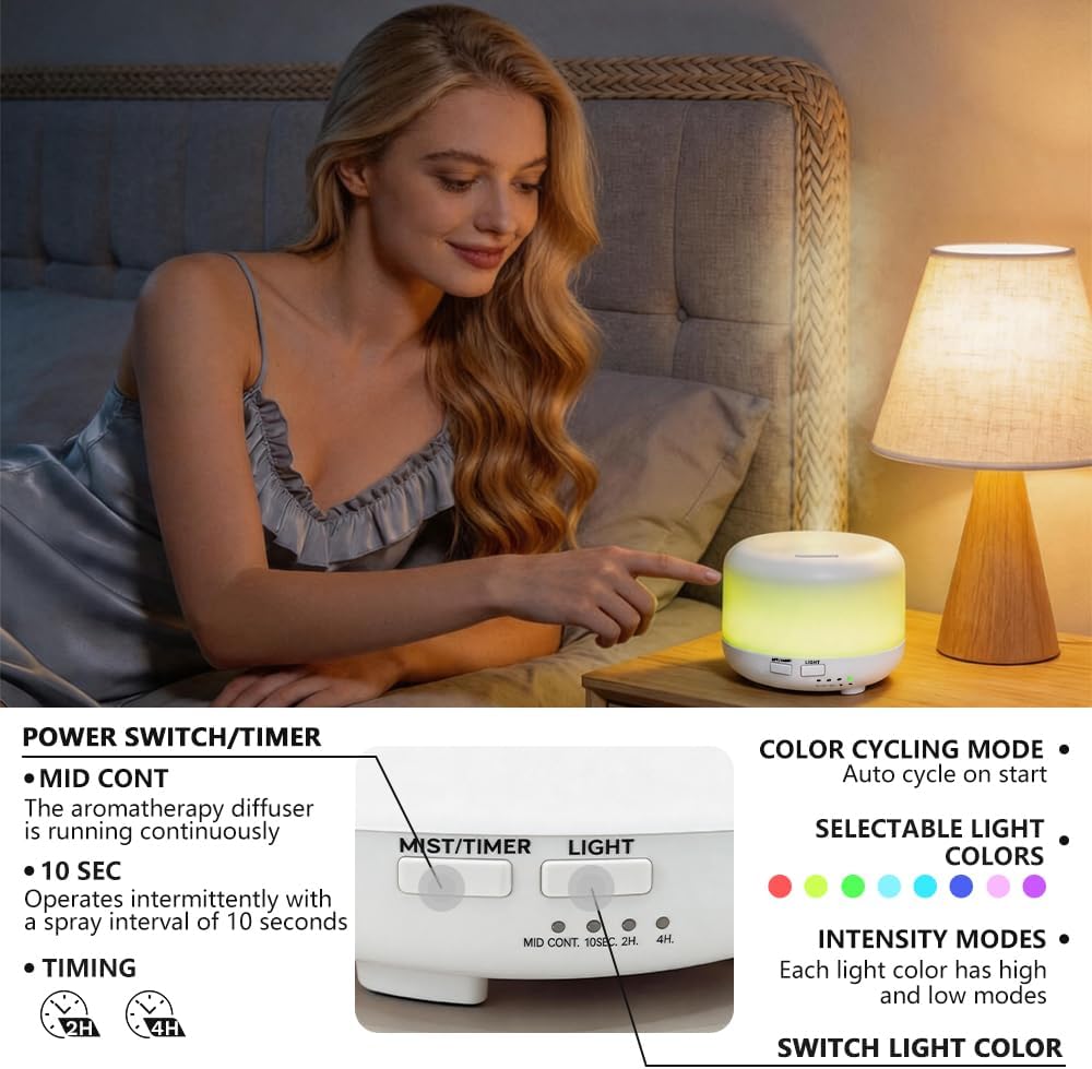 Difusor de aceite esencial,Humidificador ultrasónico con niebla frí...