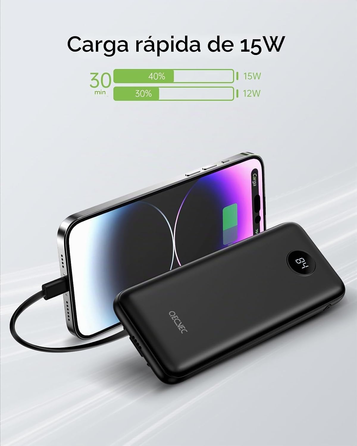 Qecvec Cargador Portátil, Paquete de 2 Bancos de Energía de 10000mA...