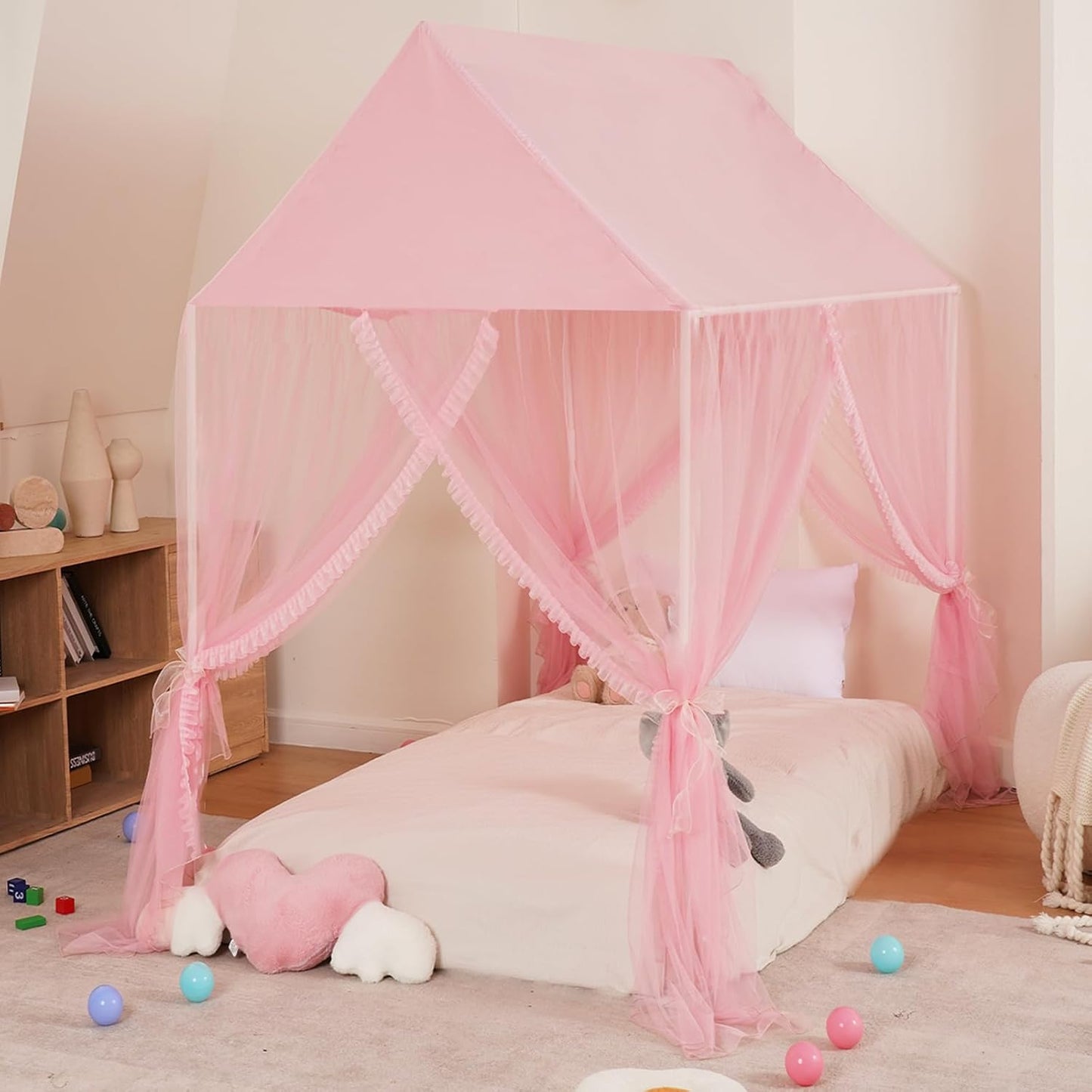 ZRVTM Dosel de Cama de Princesa para Niñas - Dosel Rosa Castillo de...