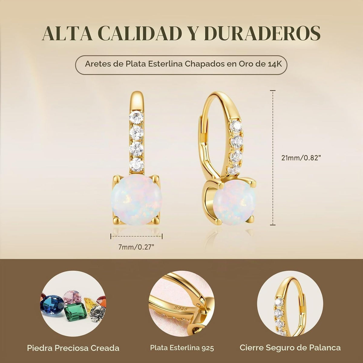 FANCIME Pendientes colgantes de plata de ley chapada en oro de 14 q...