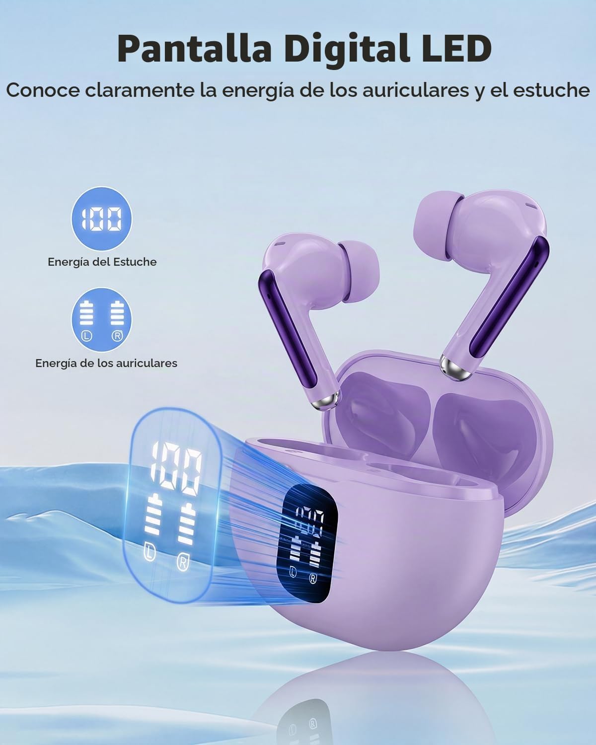 Auriculares inalámbricos, Bluetooth 5.4 auriculares estéreo de grav...