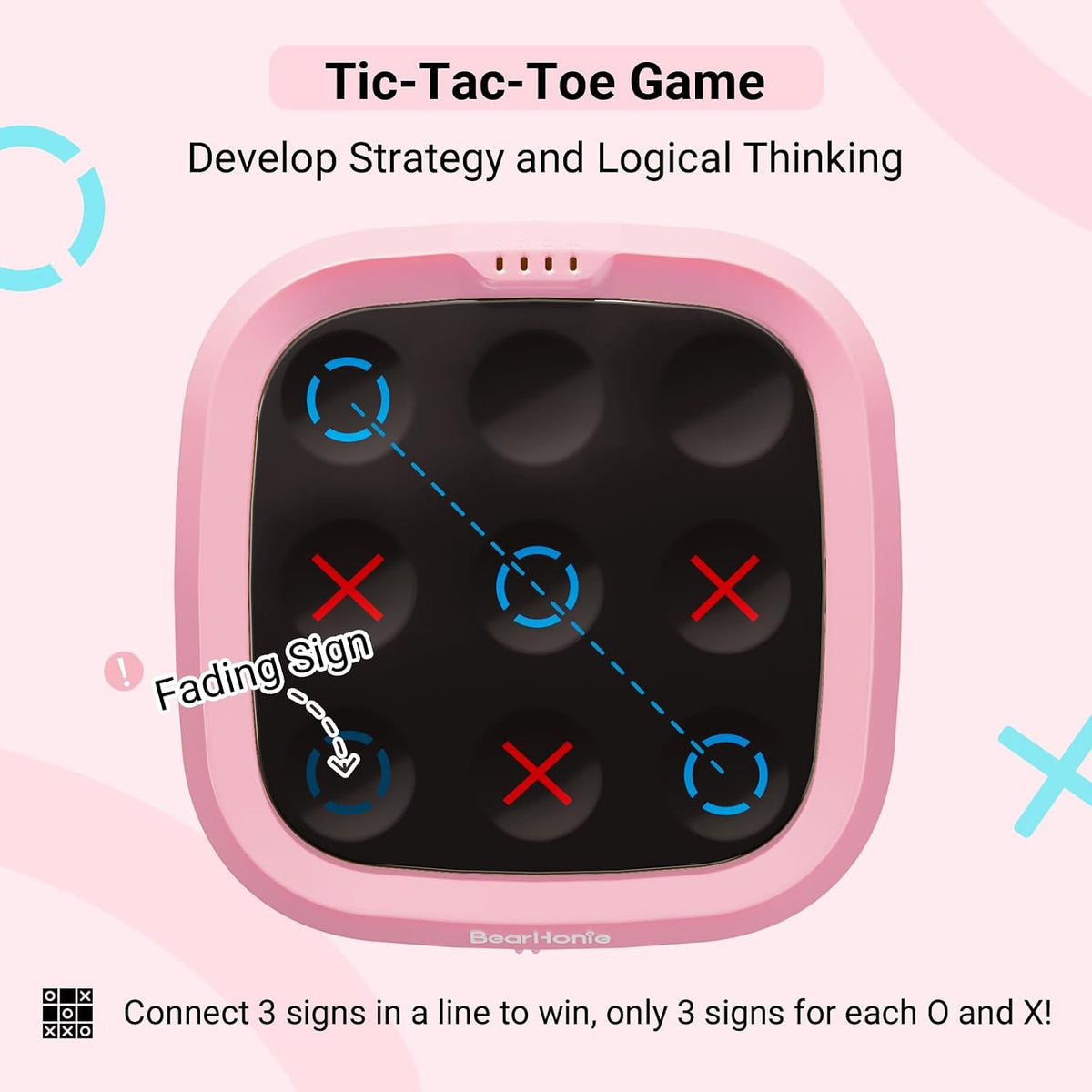 BearHonie Juego electrónico de Tic Tac Toe - Rompecabezas portátil...