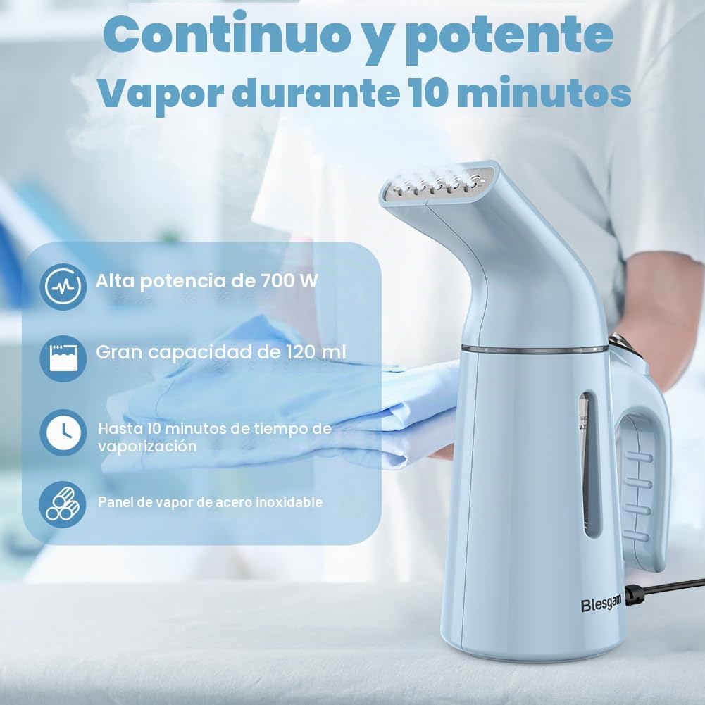 Blesgam Vaporizador para ropa de 700 W, calentamiento rápido en vap...