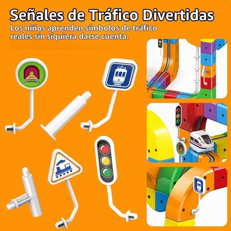 Juego de Pista de Tren Eléctrico Magnético, Pistas de Carrera Flexi...
