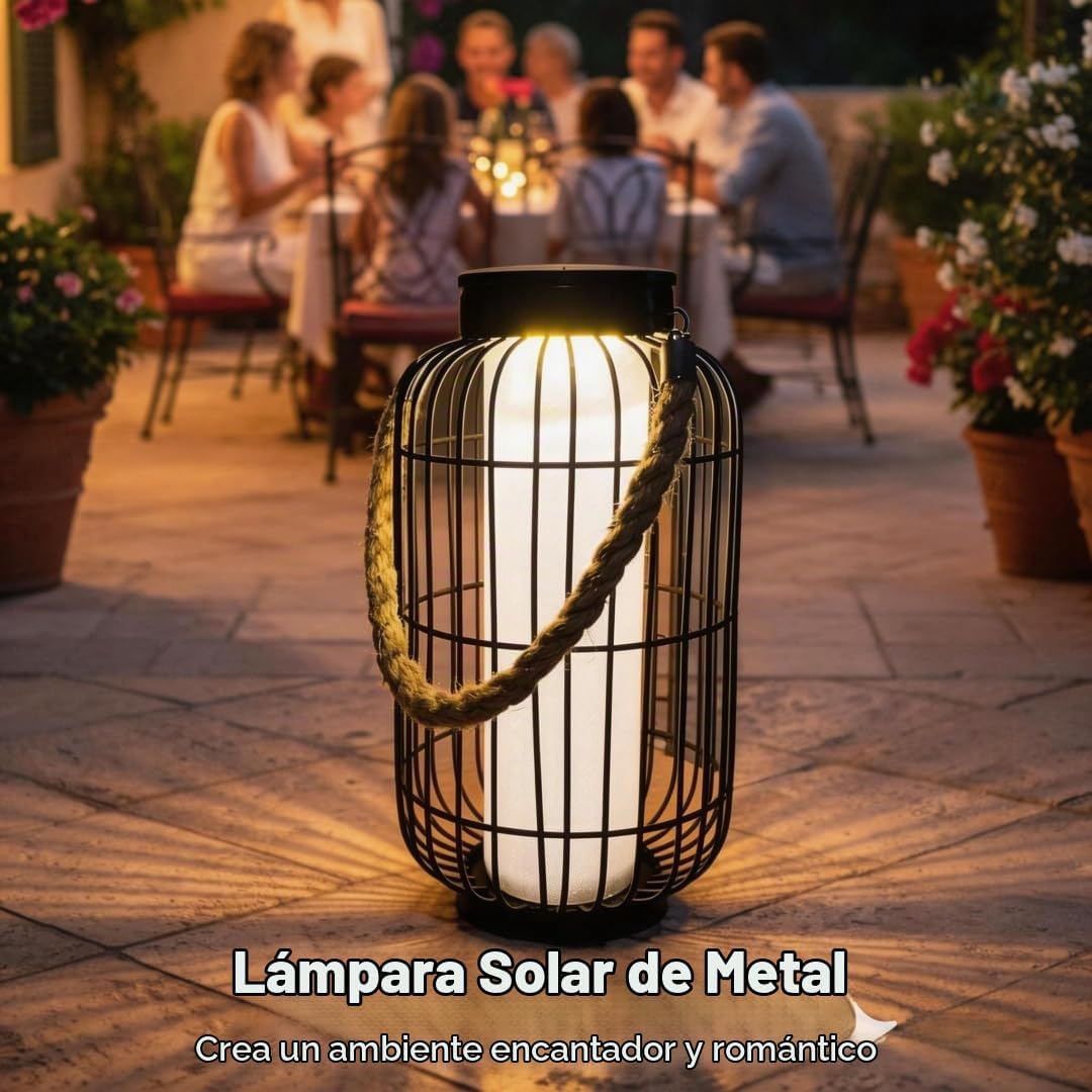 pearlstar Farol grande con energía solar para exteriores, luces col...