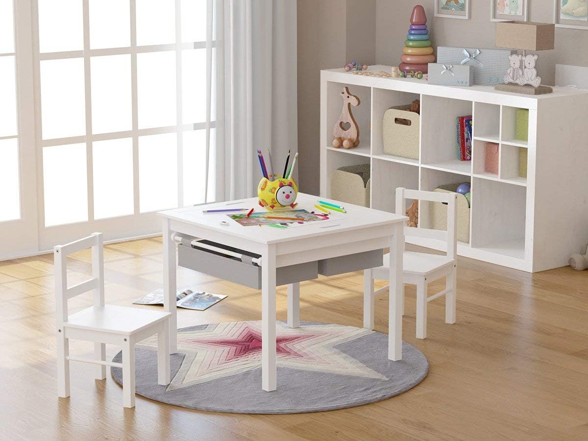 UTEX Juego de mesa de actividades de construcción 2 en 1 de madera...
