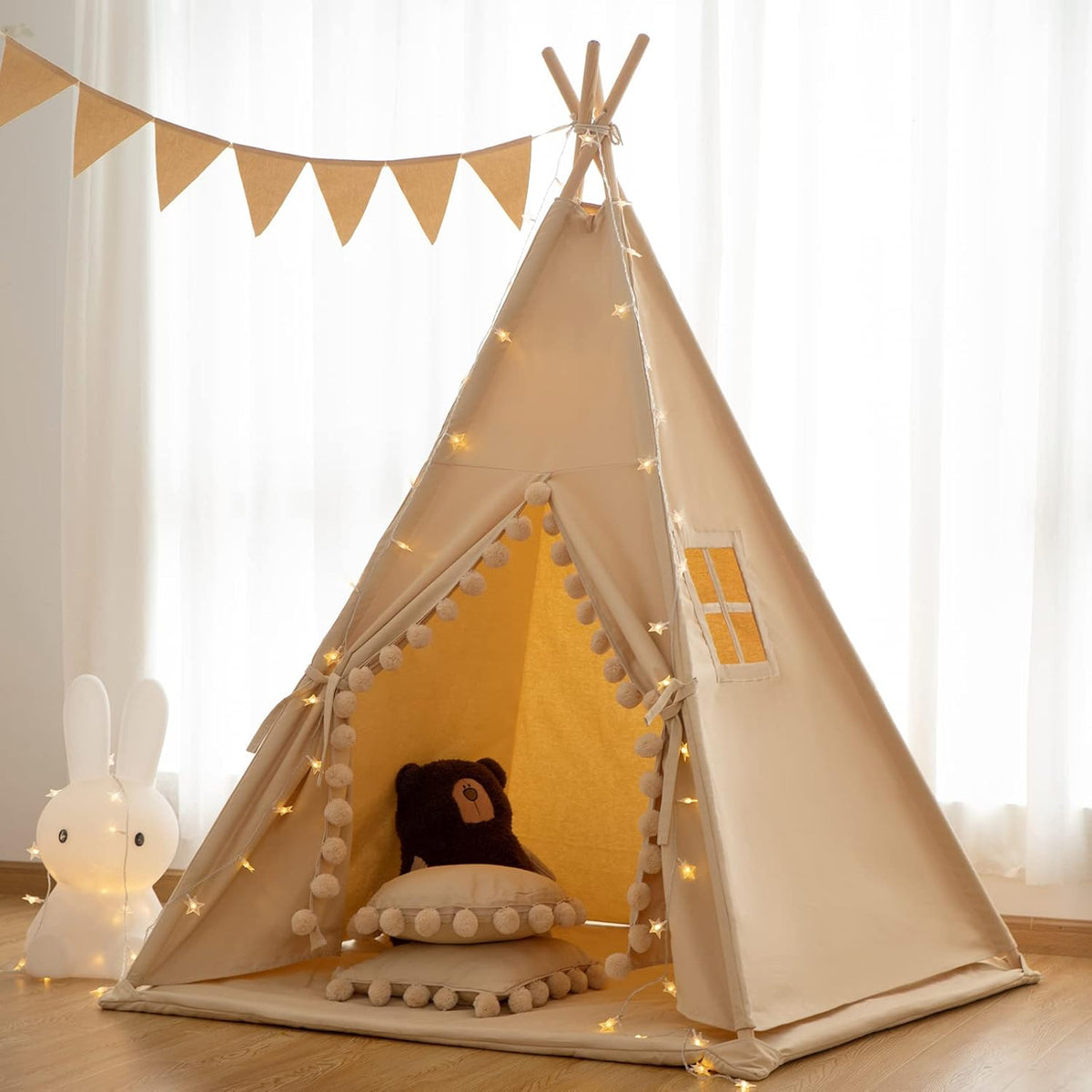 Tipi para niños, carpa de interior con alfombra de piso, bolsa de t...