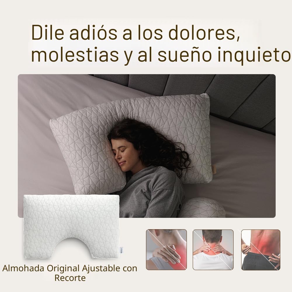 Coop Home Goods Almohada Ajustable con Corte Original, Almohadas de...