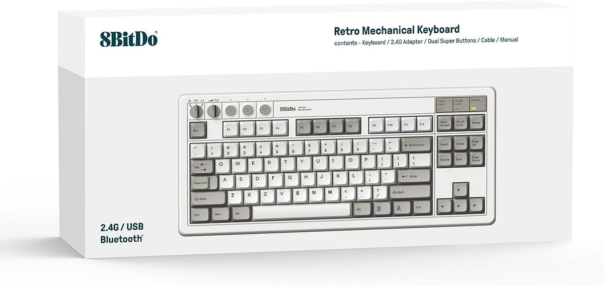 Teclado mecánico retro 8BitDo, teclado para juegos Bluetooth\/2.4G\...