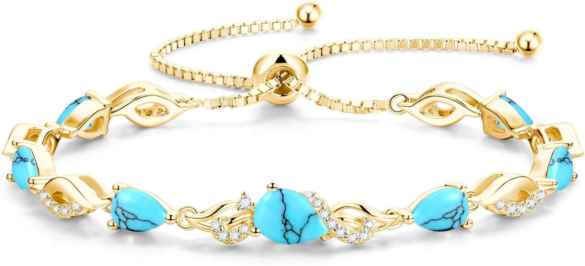 FANCIME Pulsera de tenis ajustable con piedra natal para mujer | Di...