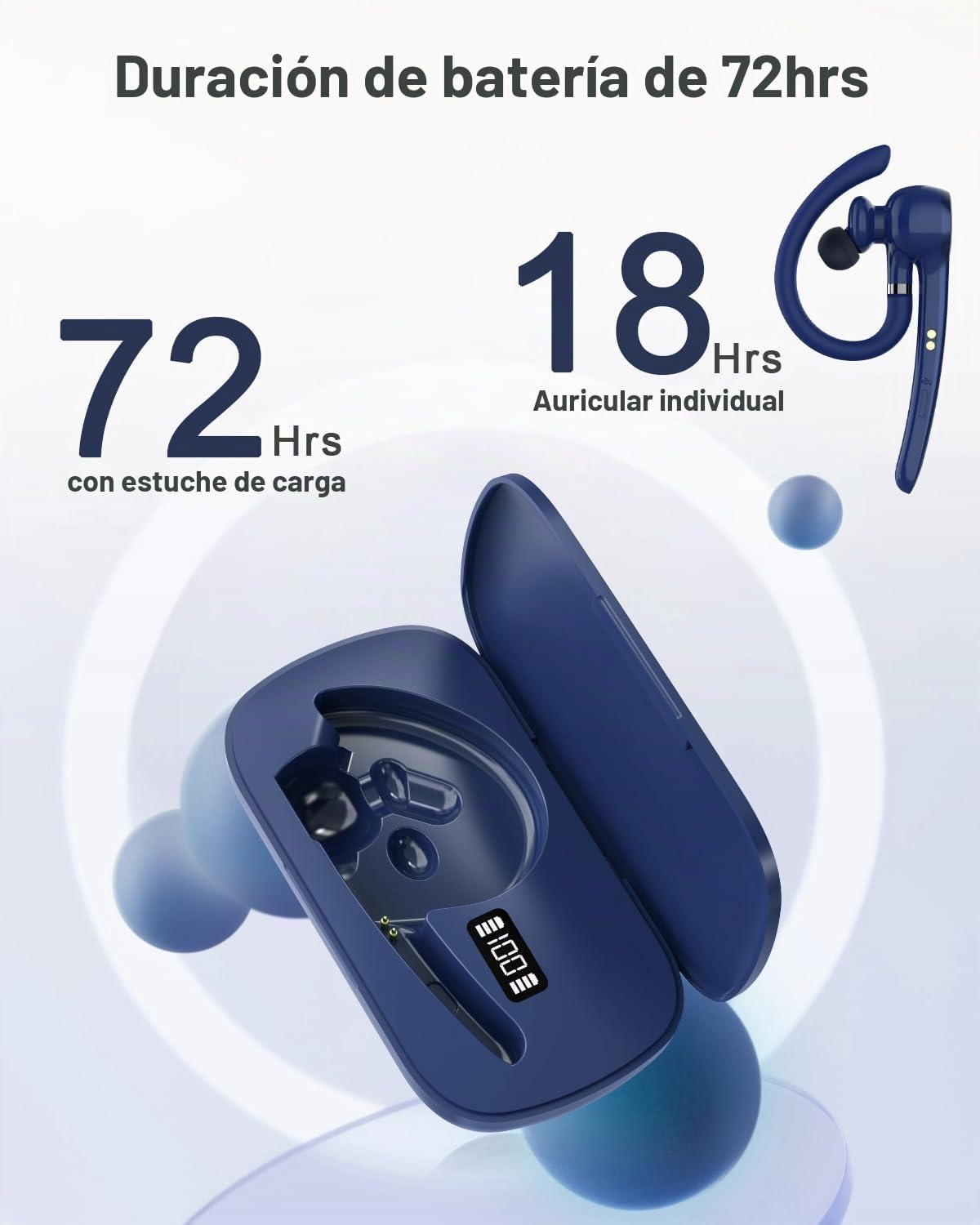 HEIBAS Auriculares Bluetooth, auricular inalámbrico con micrófono p...