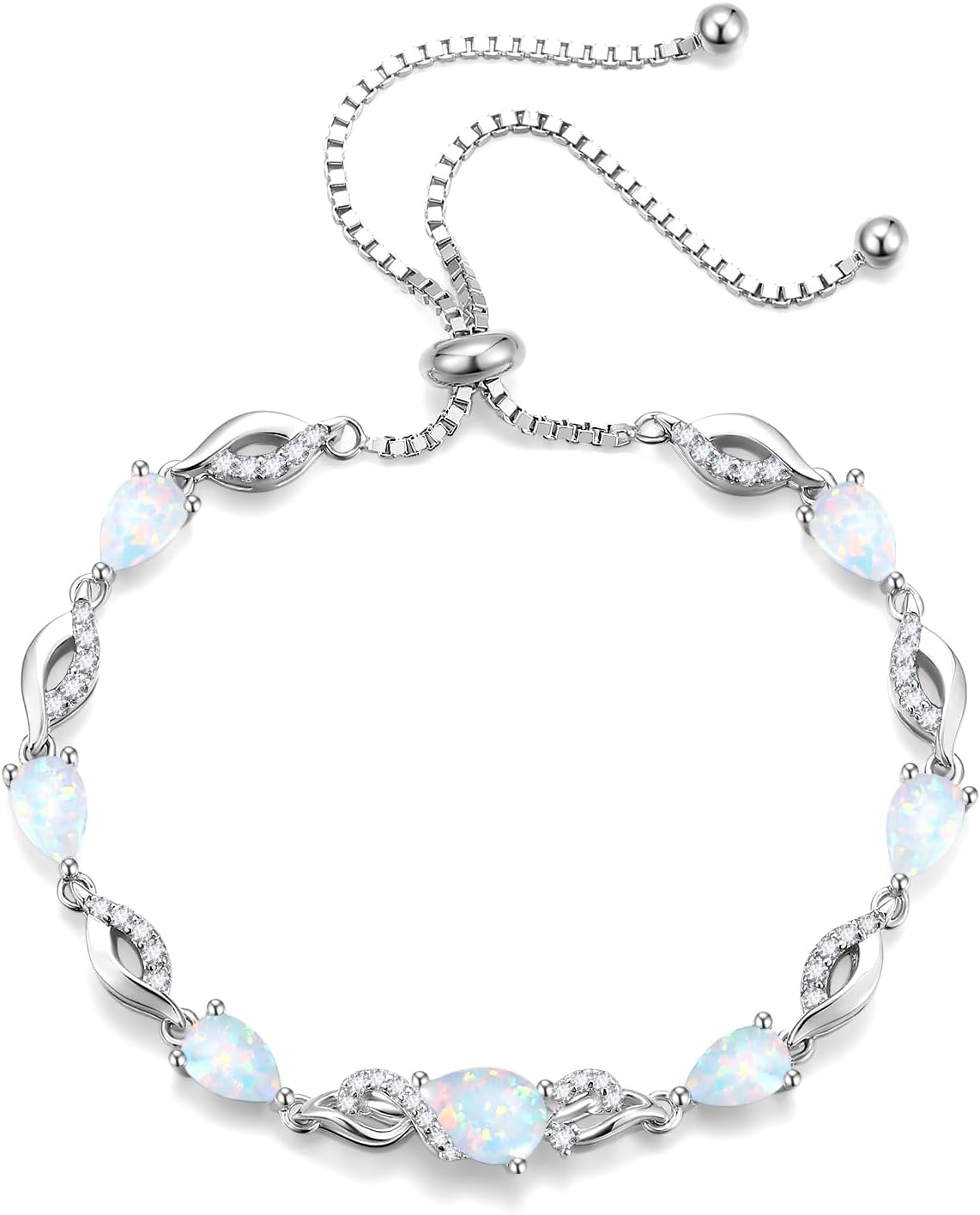 FANCIME Pulsera de piedra natal para mujer Pulsera de tenis ajustab...