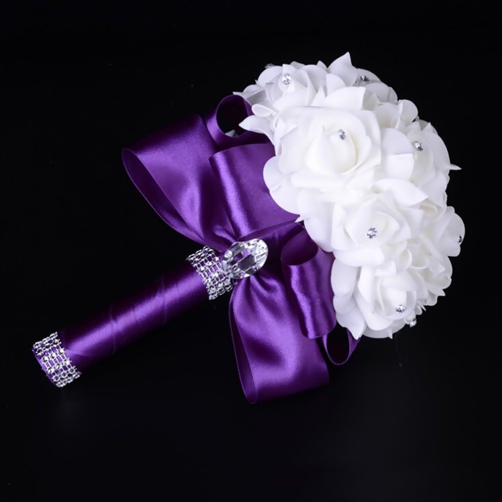 Eldwviz Ramos de Boda para Novia Blancos, Ramo de Boda para Dama de...