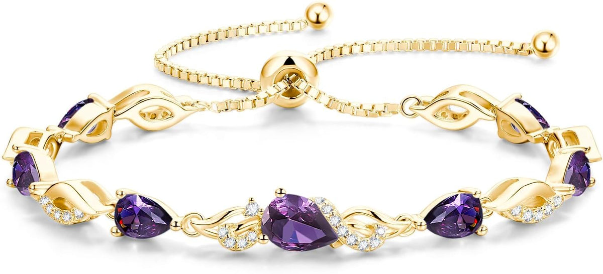 FANCIME Pulsera de tenis ajustable con piedra natal para mujer | Di...